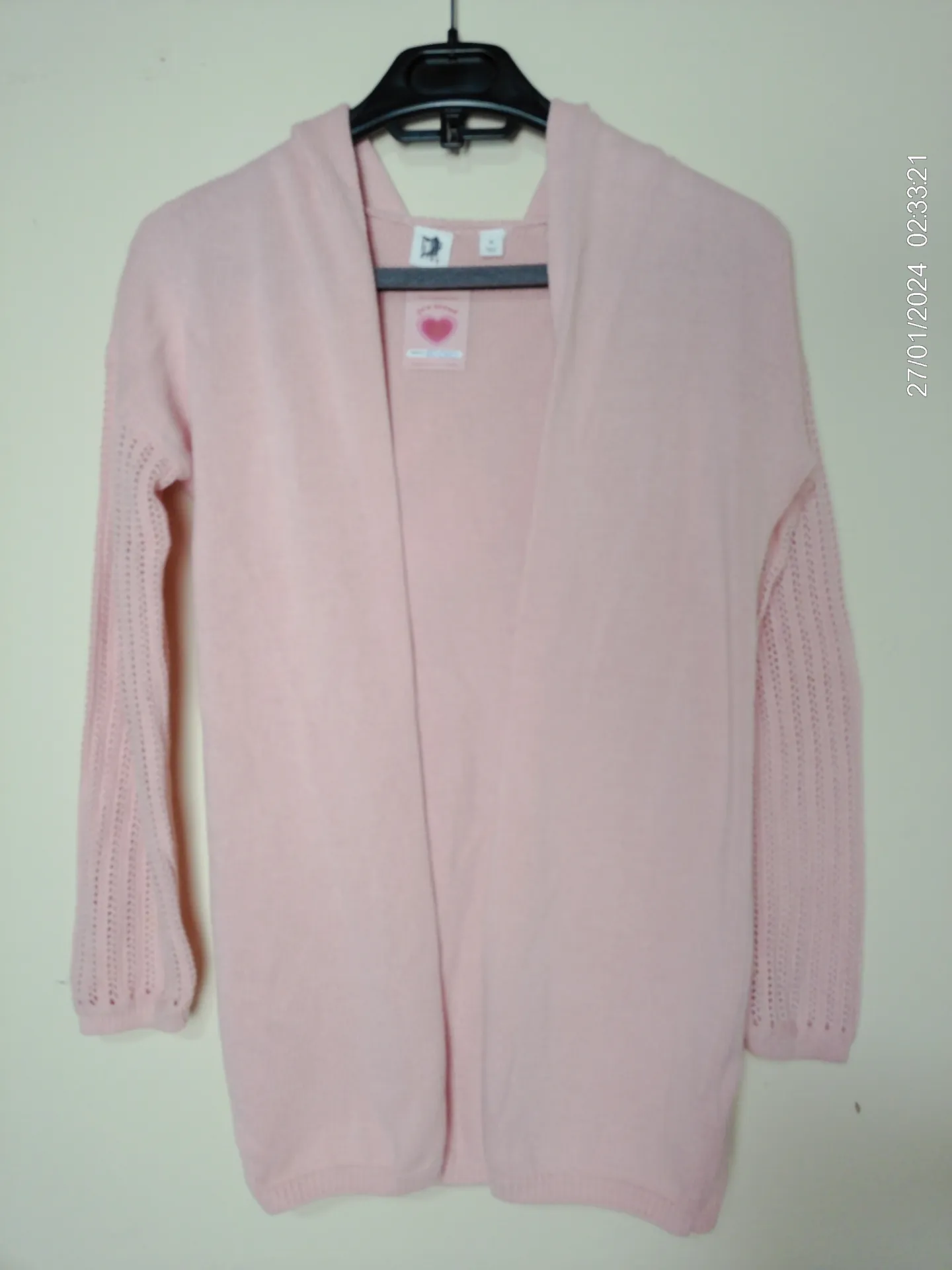 [KIDFETIUSA0438] Sueter bordado rosa con chulo