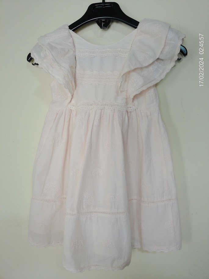 [KIDFETIUSA0367] Vestido sin manga color salmon con detalles