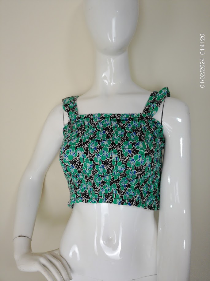 [KIDFETIUSA0402] Blusita sm verde engomada estampada