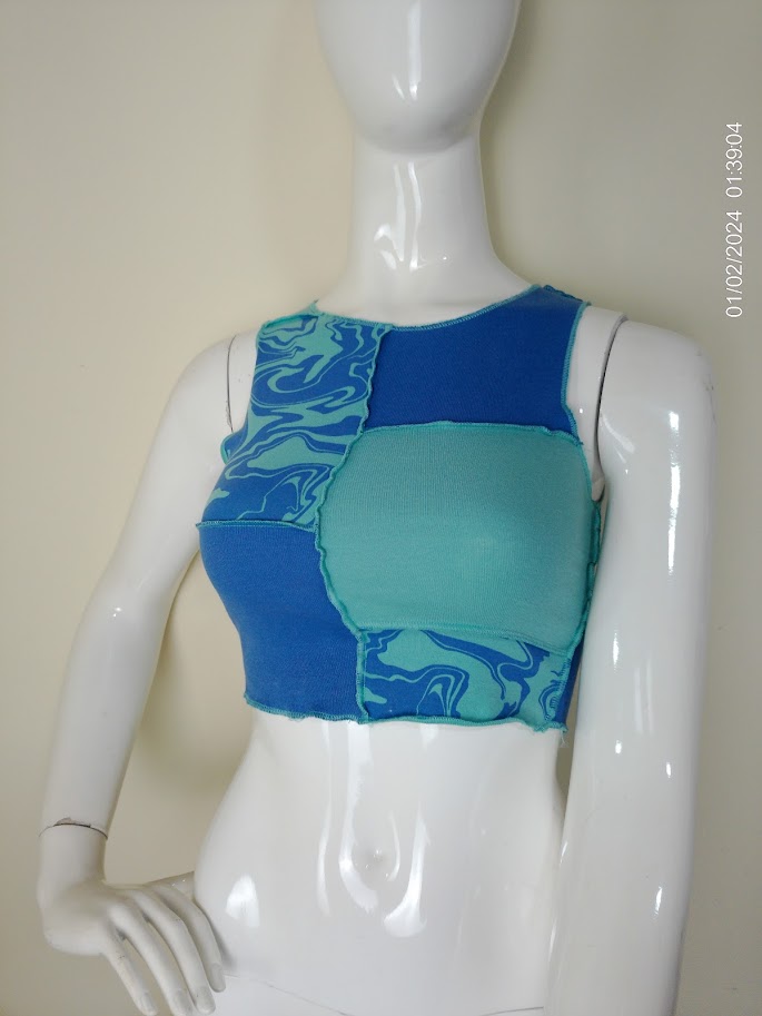 [KIDFETIUSA0410] Blusita sm a cuadros verde agua y turquesa