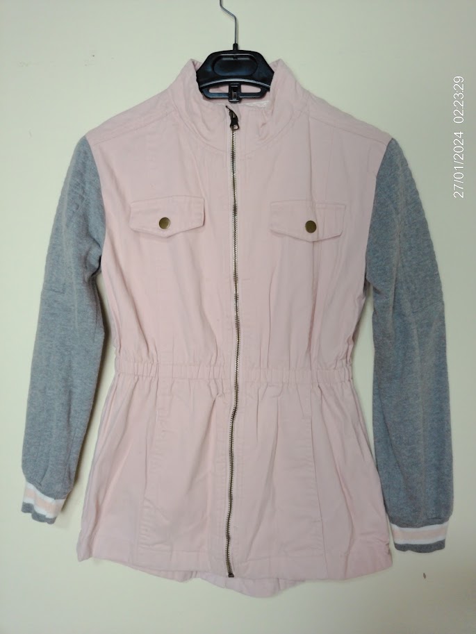 [KIDFETIUSA0443] Chaqueta con cierre rosa y gris