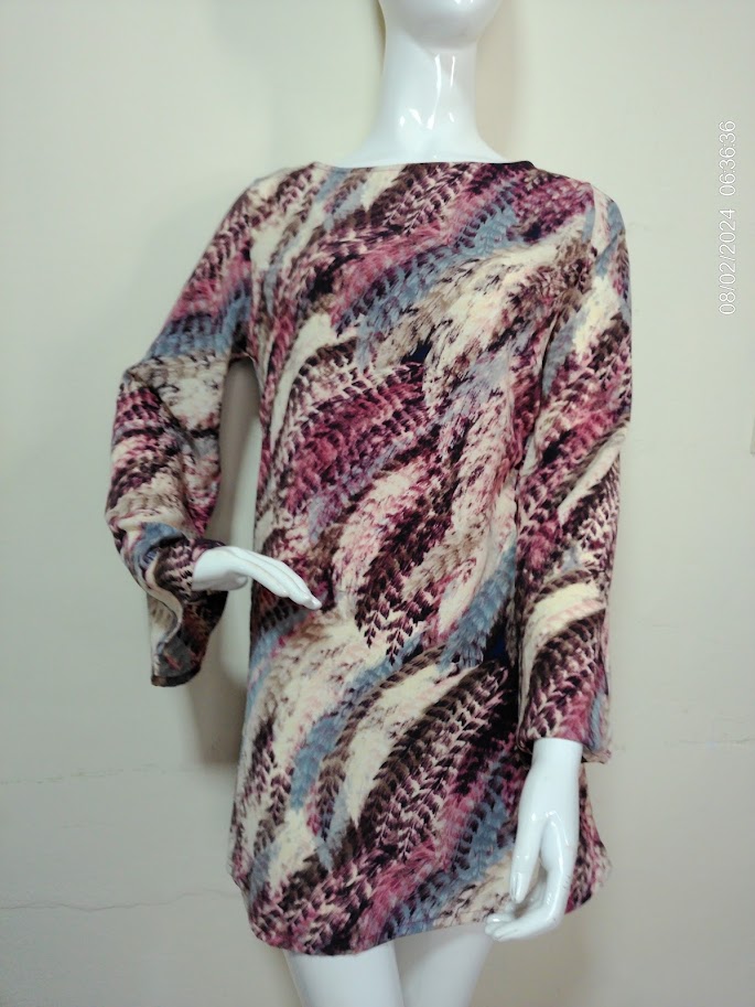 [MODFETIUSA0473] Vestido corto manga larga rosa celeste y beige