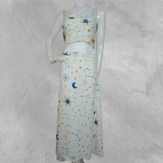 [79] Conjunto Albertina beige con estampado talle XS