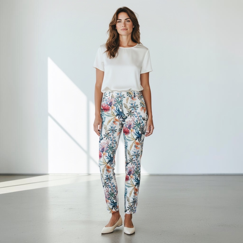 [277] Pantalón Sin marca De vestir beige Floral talle 1
