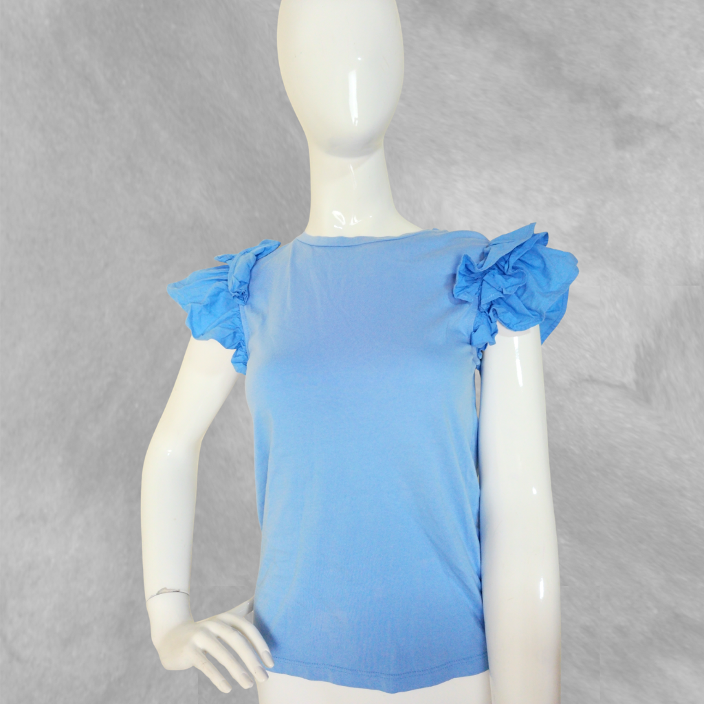 [293] Blusa MNG Sin manga celeste talle XS Volados