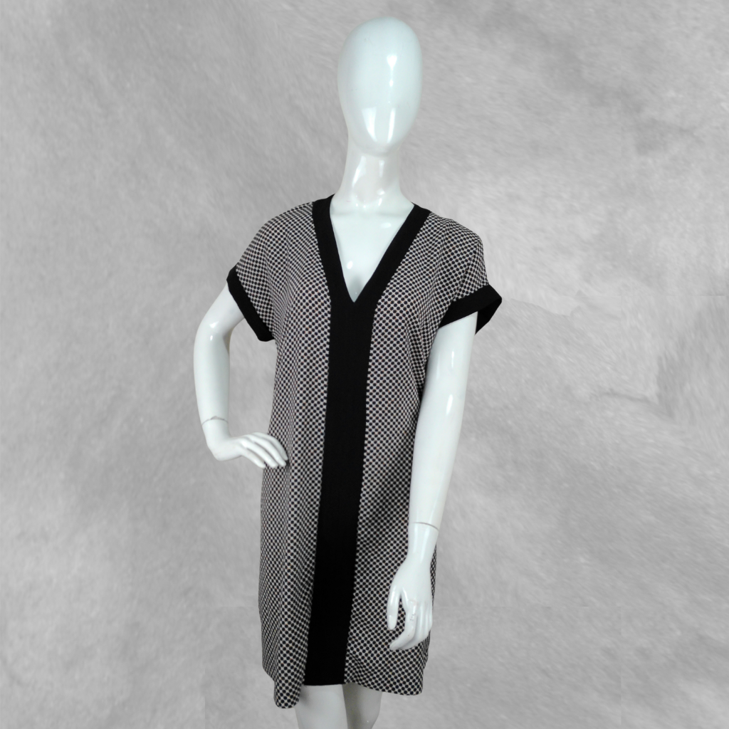 [358] Vestido Zara manga corta marrón y negro Estampada talle S
