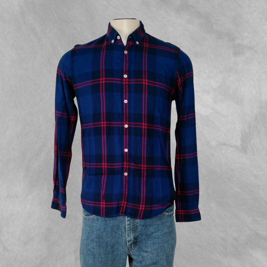 [215] Camisa Zara manga larga Azul y Roja Cuadros talle M