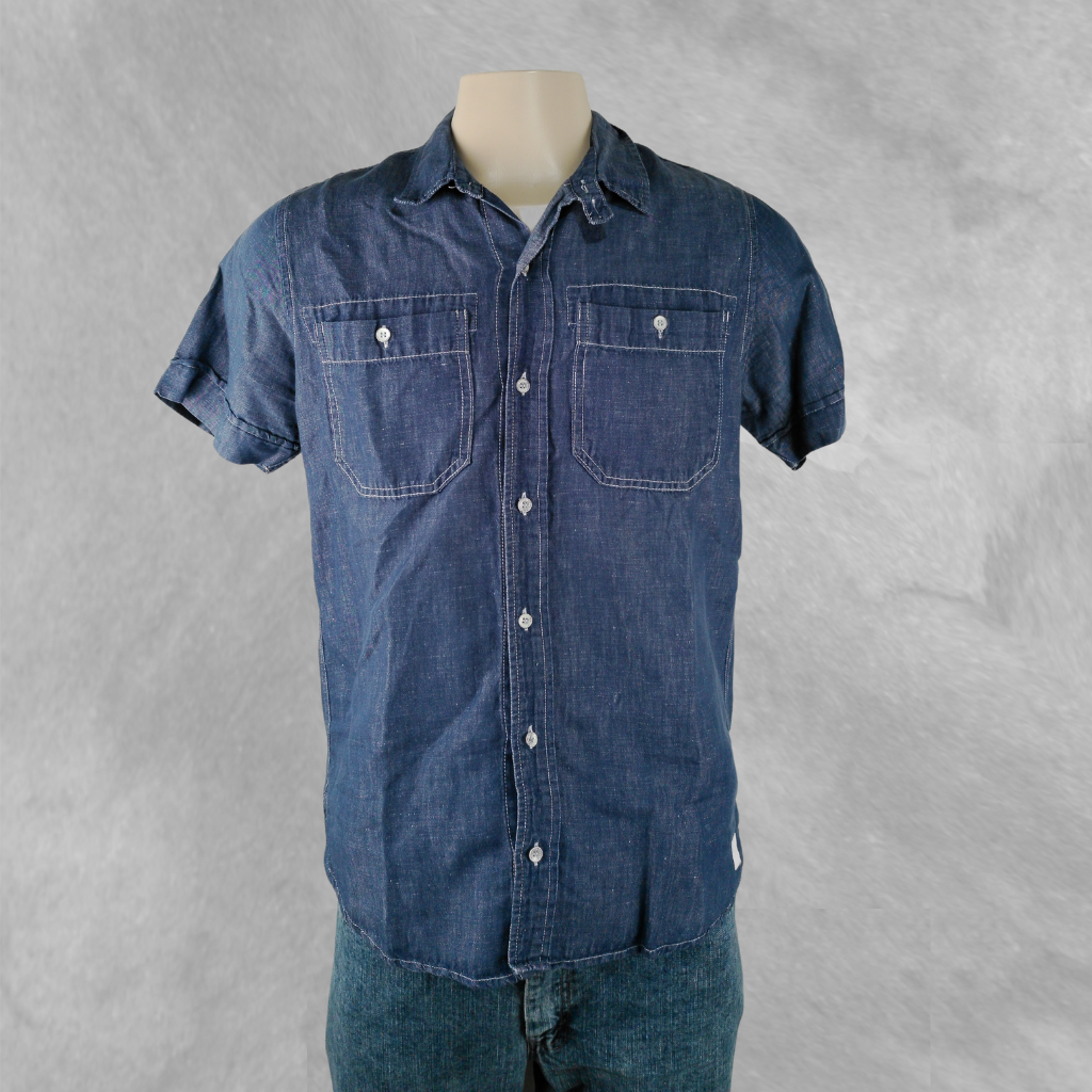 [218] Camisa Zara manga corta azul talle M