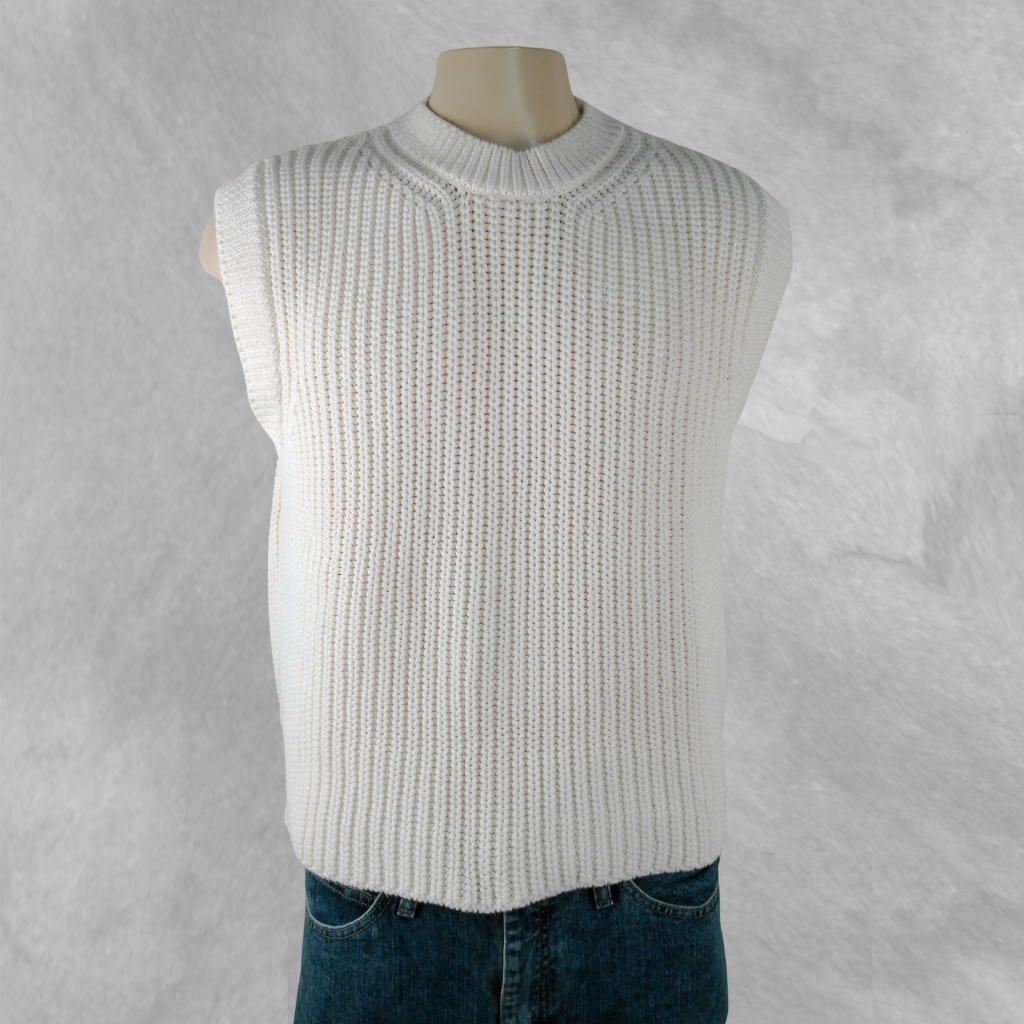 [224] Chaleco Zara Blanco Tejido talle M