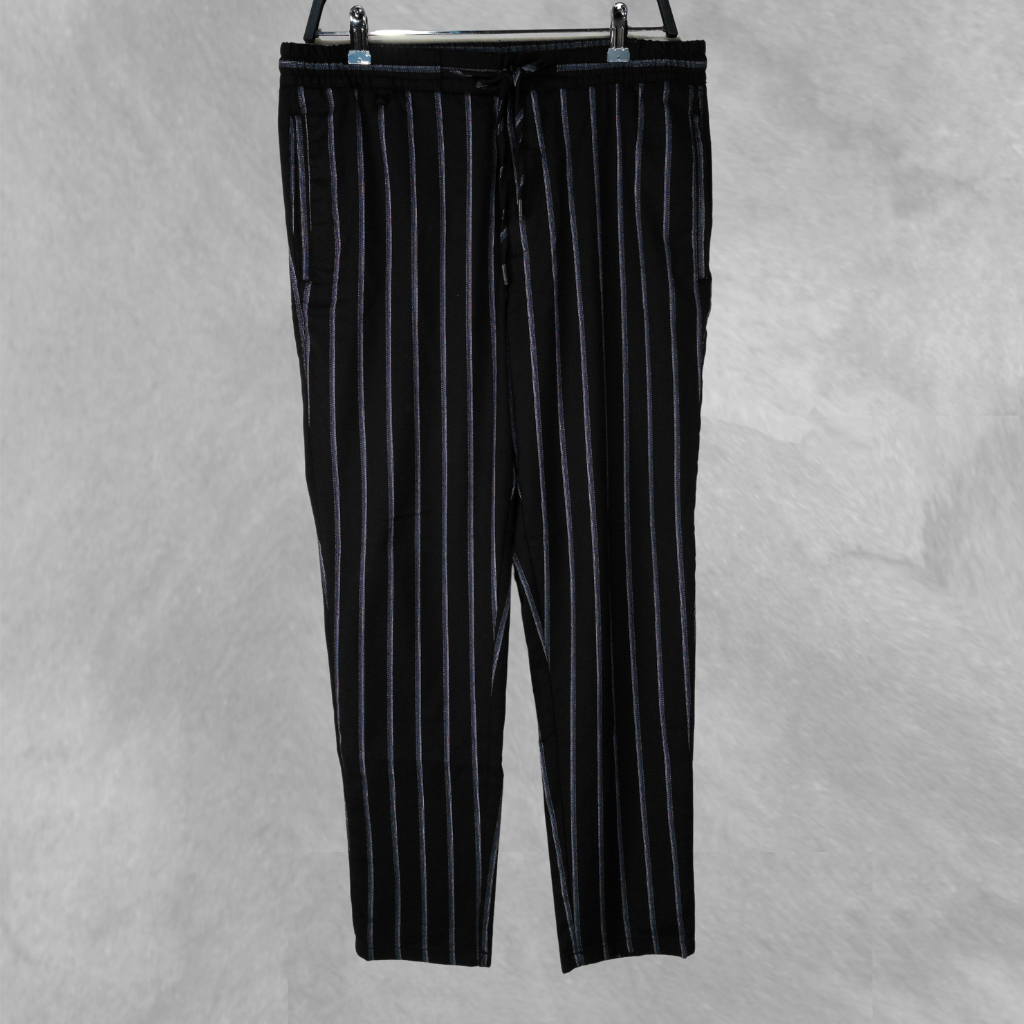 [233] Pantalón Zara Negro y blanco Rayado talle M tipo babucha
