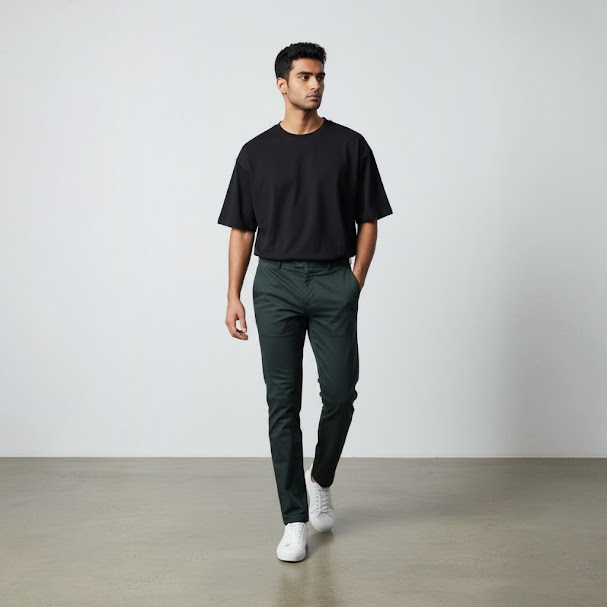 [235] Pantalón verde y oscuro Liso talle 40