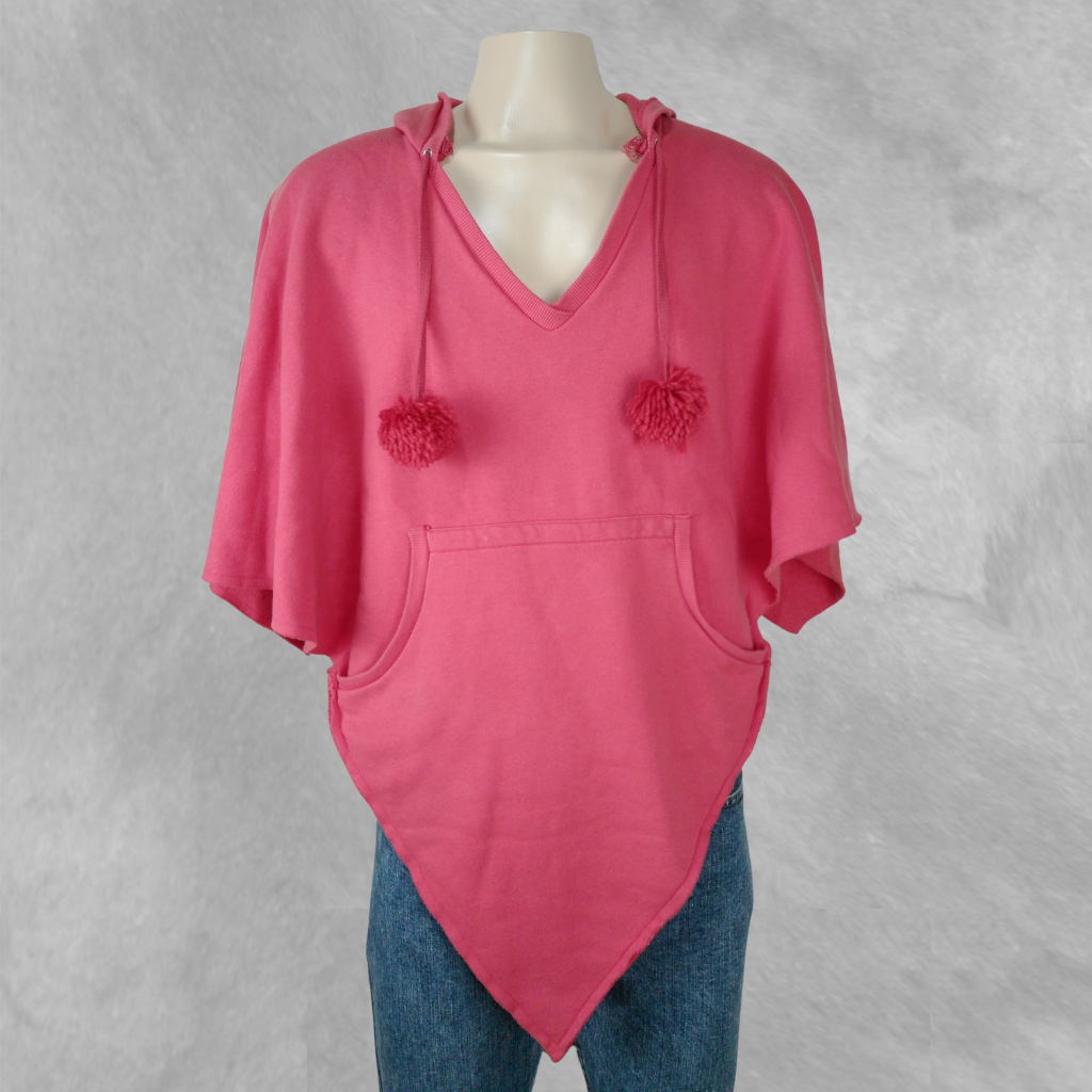 [241] Poncho rojo talle M Con pompones