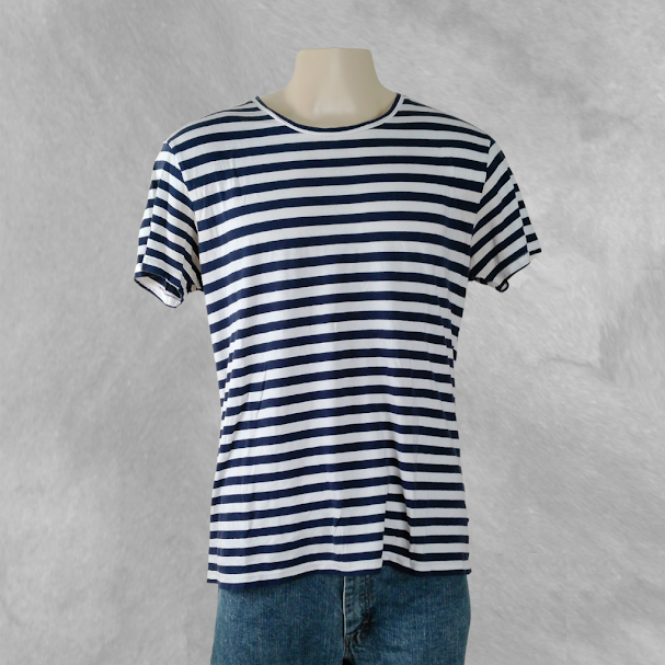 [242] Remera Manga corta Azul y Blanca Rayada talle L