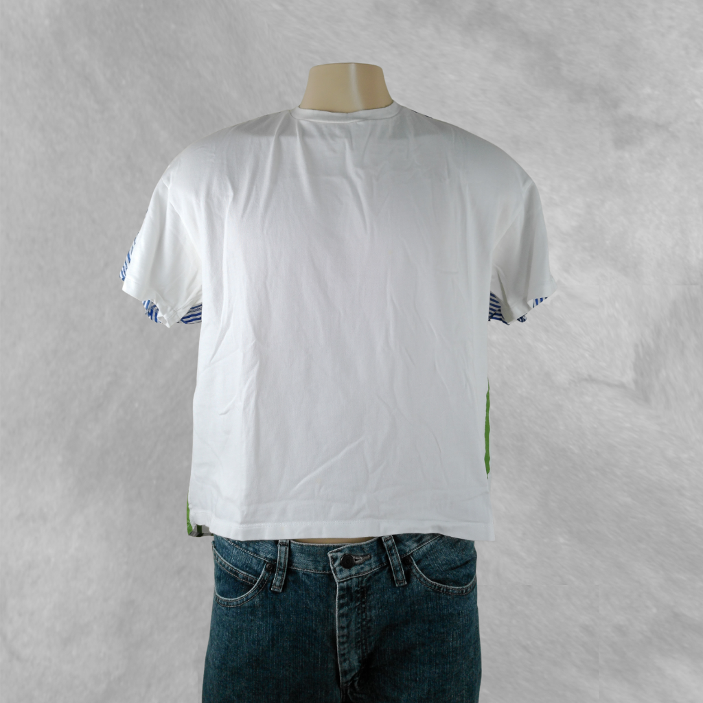[249] Remera Zara Manga corta Blanca talle M espalda a rayas