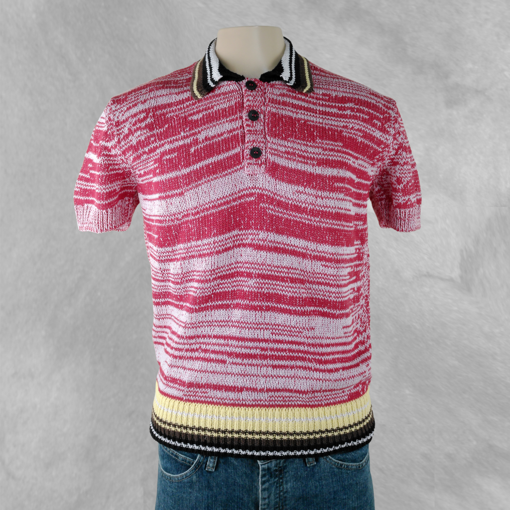 [262] Remera Zara Roja y Negra talle M tejida con cuello y botones