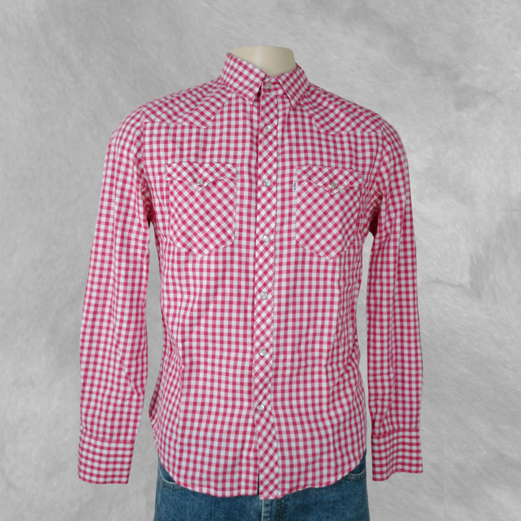[268] Camisa Levis Manga larga Blanca y Roja Cuadros talle M