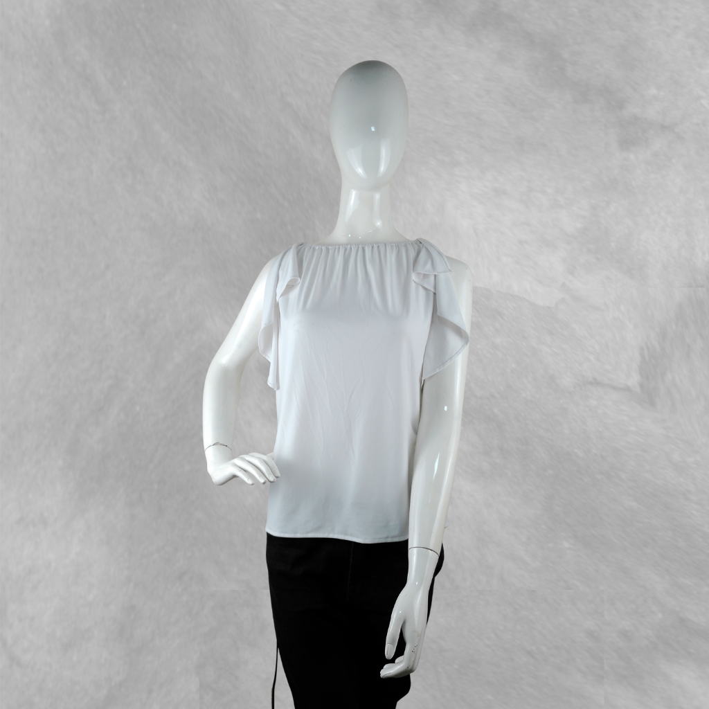 [378] Blusa Banana Republic Manga corta blanca talle S Tipo bolado