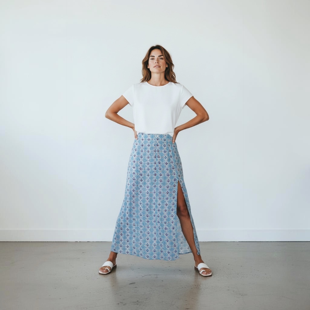 [388] Falda celeste talle XP Con tajo
