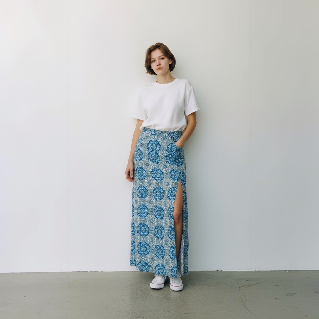 [389] Falda celeste talle XP Con tajo