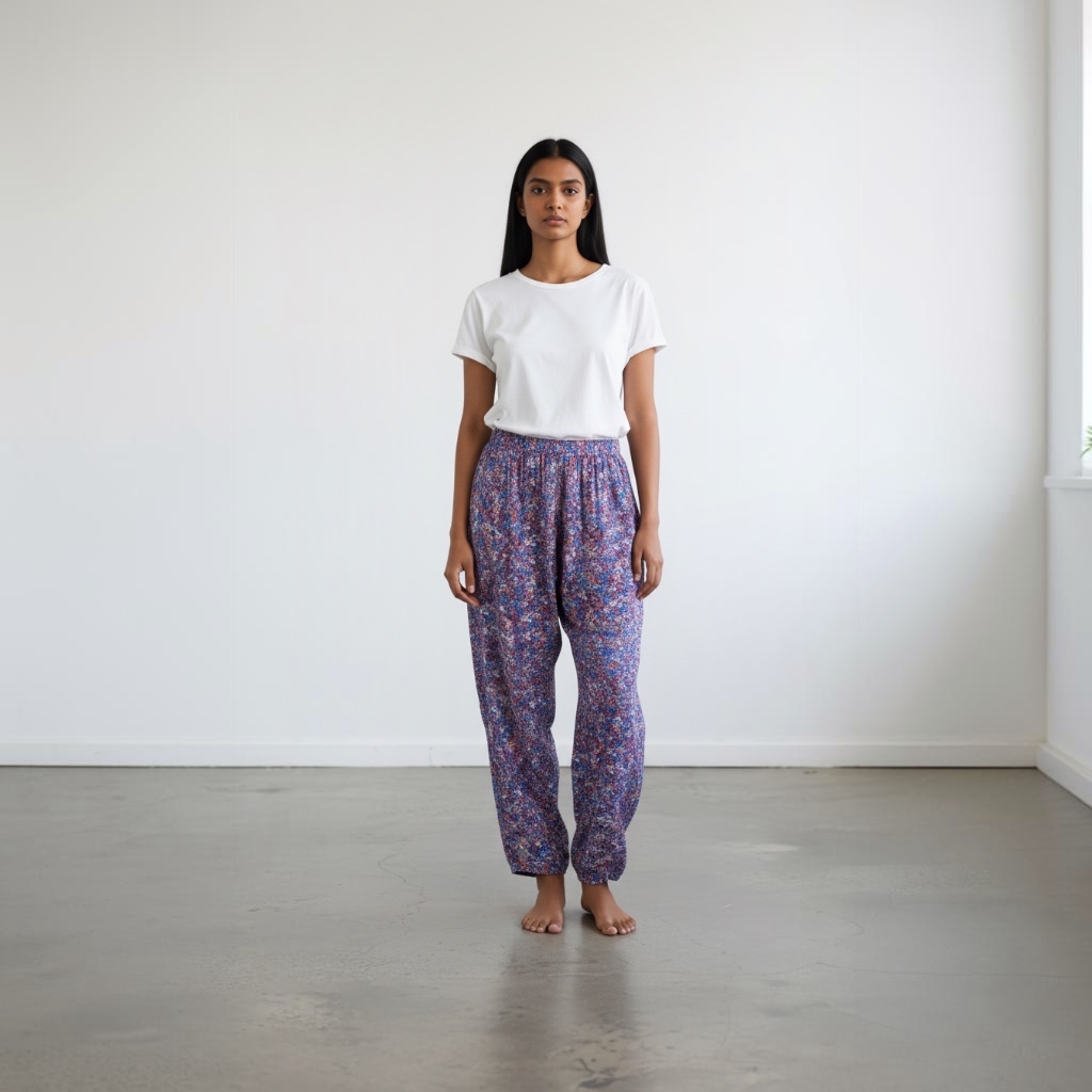 Pantalón rojo y crudo Floral talle P