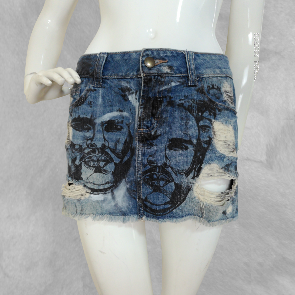 [758] Pollera 21 Denim corta azul talle S
