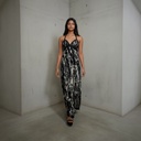 Vestido Ona Saez sin manga negro y amarillo talle P