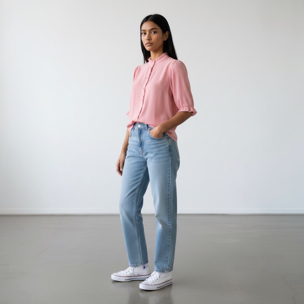 Blusa Aravera manga corta rosa talle M
