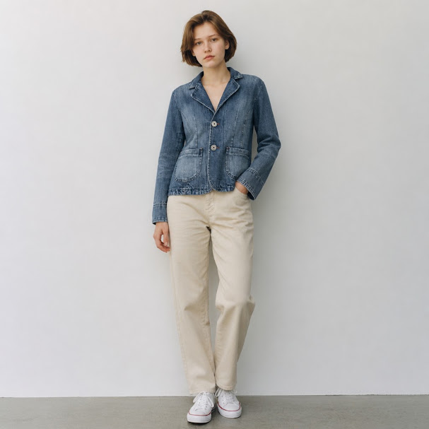 [1478] Campera Rapsodia manga larga azul de jean talle P Tipo blazer
