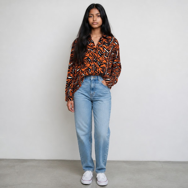 Camisa manga larga animal print Liso talle M zebra