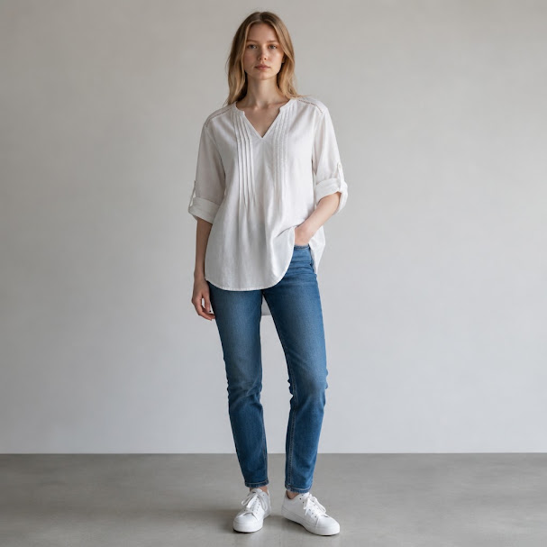 Blusa manga larga blanca talle L Con detalles en puños tipo felpudito