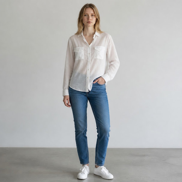 Camisa manga larga blanca talle M Victoria Secret
