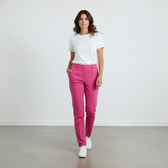 [1645] Pantalón H&M fucsia talle 36 Sastrero Ajustado