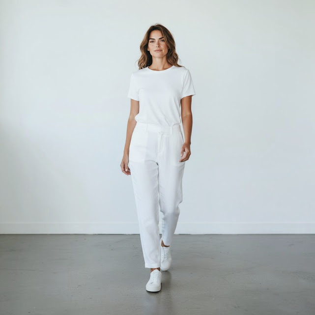 [1652] Pantalón blanco talle G De lino. Con bolsillos. Tipo sastrero Portsaid