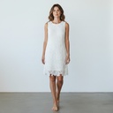 Vestido sin manga blanco bordado talle S Floral de hilo Champagne & Strawberry con detalles