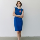 Vestido Mango sin manga azul Liso talle XS con detalles en el hombro, ajustado