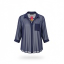 Camisa Maestro manga 3/4 azul oscuro Transparente talle S Botones metalicos