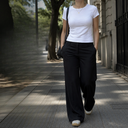 Pantalón negro Liso talle Único Sin Marca. Tipo Sastrero