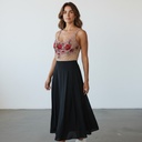 Body sin manga beige y rojo Floral talle S con perlitas bordadas
