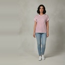 Remera con manga blanco y fucsia Rayado talle M A rayas blanco y fucsia Modas adonai