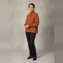 Blusa manga larga naranja y negro Animal print talle G Engomado en el cuello y puños