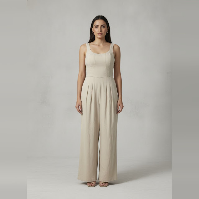 [0037008] Body largo beige Liso talle 42 Le Blog sin manga sin detalles