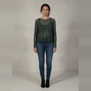 Blusa manga larga verde Brilloso talle P Con brilllos plateados con transparencia