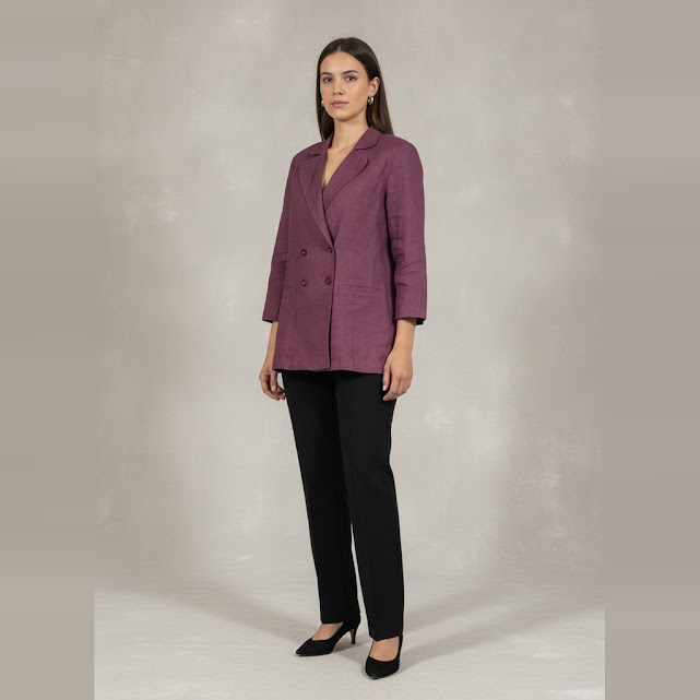 [0037020] Blazer manga larga bordó Liso talle G Sin marca con 3 botones bordo