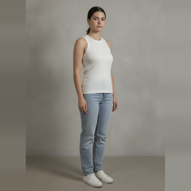 [0037024] Blusa sin manga blanco Liso talle M Tipo camisilla sin detalles