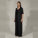 Conjunto manga 3/4 negro Liso talle G Blusa+ pantalon liso sin detalles
