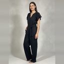 Vestido A Collection largo negro Liso talle GG Con cinto y botones semi nuevo