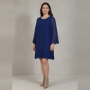 Vestido manga larga azul Liso talle G corto con mangas transparentes