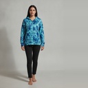 Campera manga larga celeste y azul oscuro con estampado talle XL Ebullient con cierre y capucha