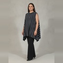 Blusa Maestro sin manga negro y gris a rayas talle S Tipo chaleco con rayas en negro y gris