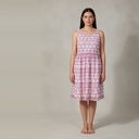 Vestido sin manga rosa y blanca Floral talle 12 corto con diseños de florcitas rosas